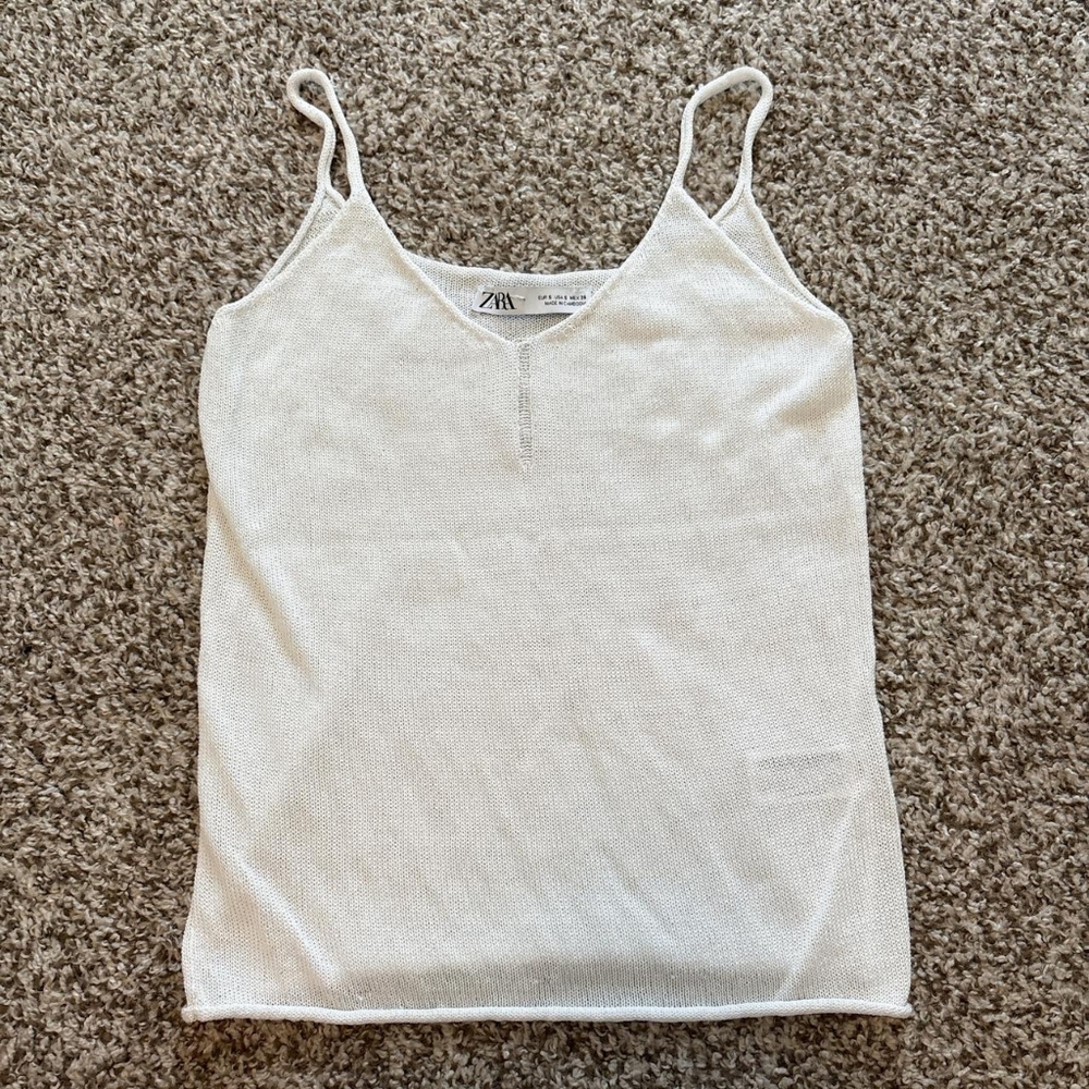 Zara White Knit Tank Top